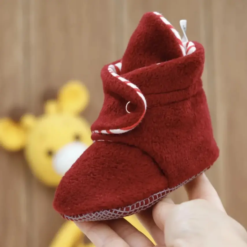 Ella Bonna Unisex Panduf Organik Pamuk Kaydırmaz Taban Bordo - 3