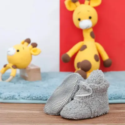 Ella Bonna Unisex Panduf Organik Pamuk Kaydırmaz Taban Gri - 4