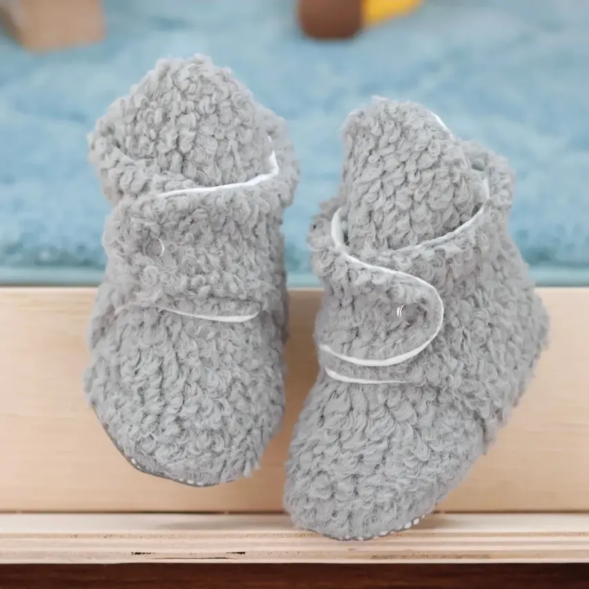 Ella Bonna Unisex Panduf Organik Pamuk Kaydırmaz Taban Gri - 12