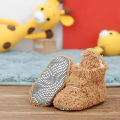 Ella Bonna Unisex Panduf Organik Pamuk Kaydırmaz Taban Kahverengi - 5