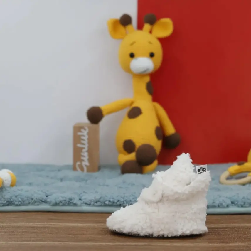 Ella Bonna Unisex Panduf Organik Pamuk Kaydırmaz Taban KIRIK BEYAZ - 7