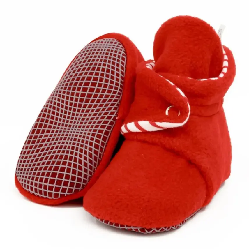 Ella Bonna Unisex Panduf Organik Pamuk Kaydırmaz Taban Kırmızı - 13