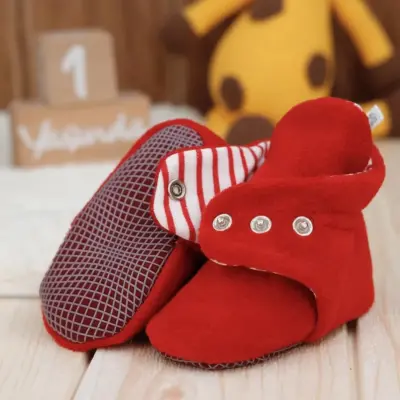 Ella Bonna Unisex Panduf Organik Pamuk Kaydırmaz Taban Kırmızı - 2