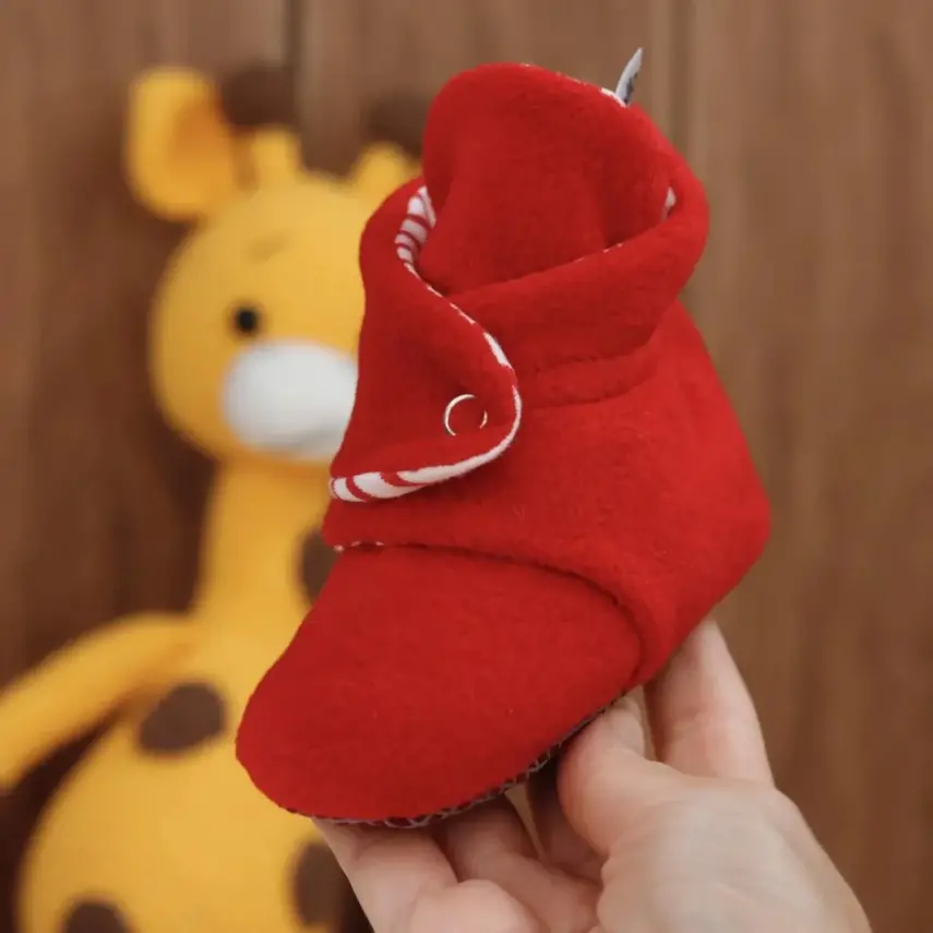 Ella Bonna Unisex Panduf Organik Pamuk Kaydırmaz Taban Kırmızı - 5