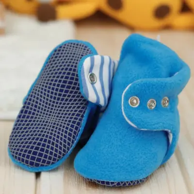 Ella Bonna Unisex Panduf Organik Pamuk Kaydırmaz Taban Mavi - 5