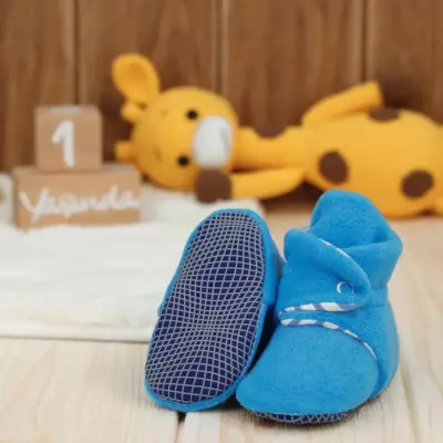 Ella Bonna Unisex Panduf Organik Pamuk Kaydırmaz Taban Mavi - 16