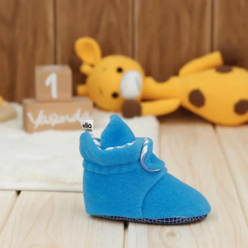 Ella Bonna Unisex Panduf Organik Pamuk Kaydırmaz Taban Mavi - 19