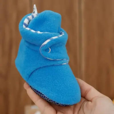 Ella Bonna Unisex Panduf Organik Pamuk Kaydırmaz Taban Mavi - 21