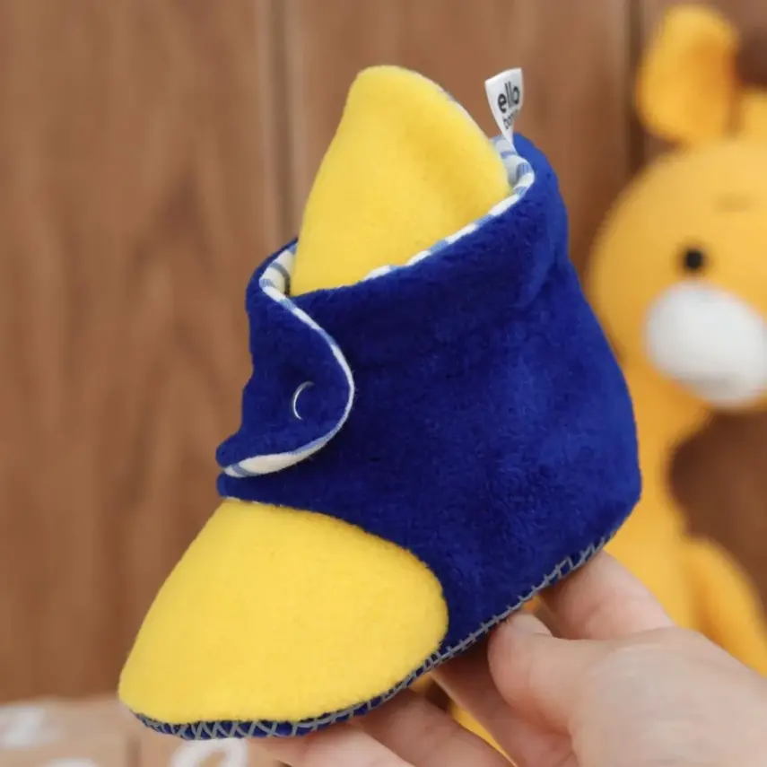 Ella Bonna Unisex Panduf Organik Pamuk Kaydırmaz Taban Sarı - Lacivert - 7