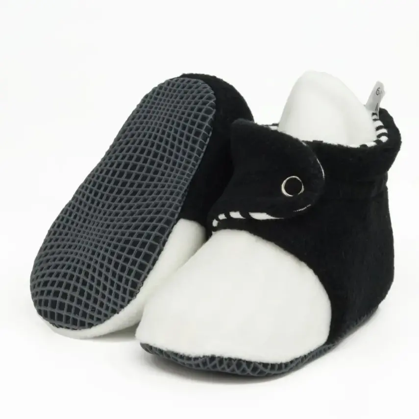 Ella Bonna Unisex Panduf Organik Pamuk Kaydırmaz Taban Siyah - Beyaz - 1