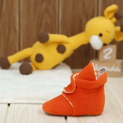 Ella Bonna Unisex Panduf Organik Pamuk Kaydırmaz Taban Turuncu - 7