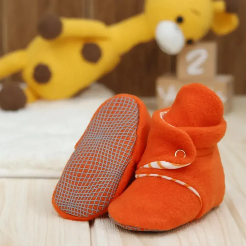 Ella Bonna Unisex Panduf Organik Pamuk Kaydırmaz Taban Turuncu - 4