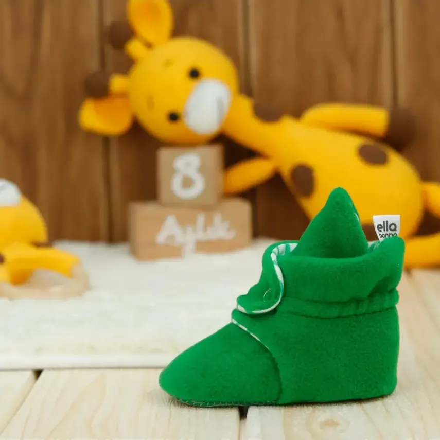 Ella Bonna Unisex Panduf Organik Pamuk Kaydırmaz Taban Yeşil - 3