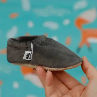 Ella Bonna Unisex Patik Kadife Kaydırmaz Taban Antrasit - 2