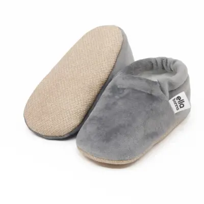 Ella Bonna Unisex Patik Kadife Kaydırmaz Taban Gri - 9