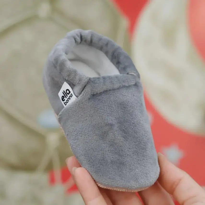 Ella Bonna Unisex Patik Kadife Kaydırmaz Taban Gri - 5