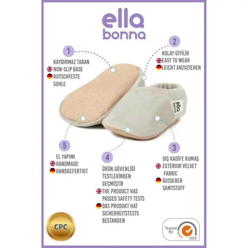 Ella Bonna Unisex Patik Kadife Kaydırmaz Taban Gümüş - 11