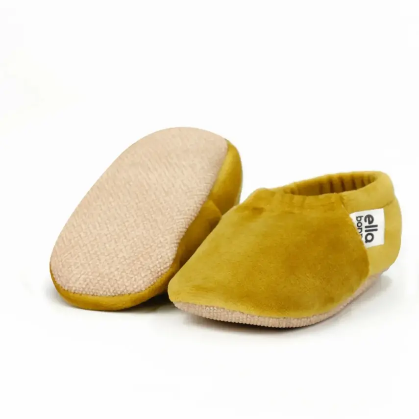 Ella Bonna Unisex Patik Kadife Kaydırmaz Taban Hardal - 6