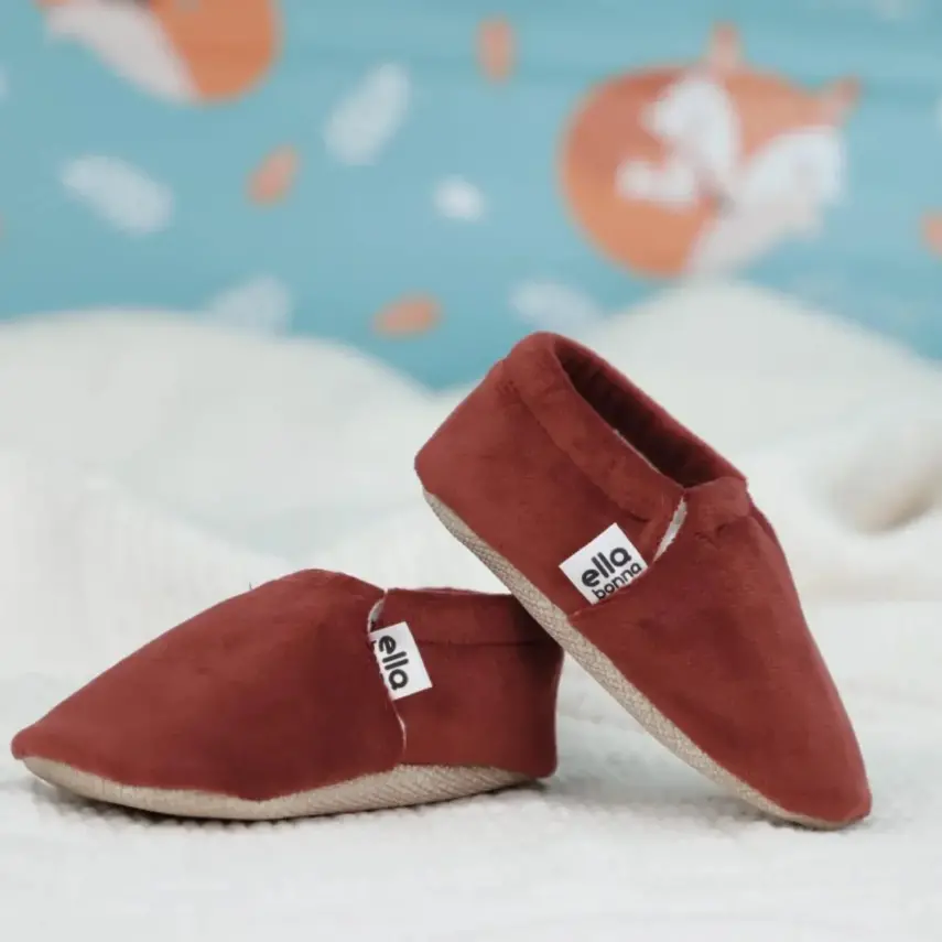 Ella Bonna Unisex Patik Kadife Kaydırmaz Taban Kiremit - 5