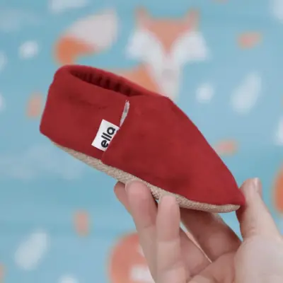 Ella Bonna Unisex Patik Kadife Kaydırmaz Taban Kırmızı - 4