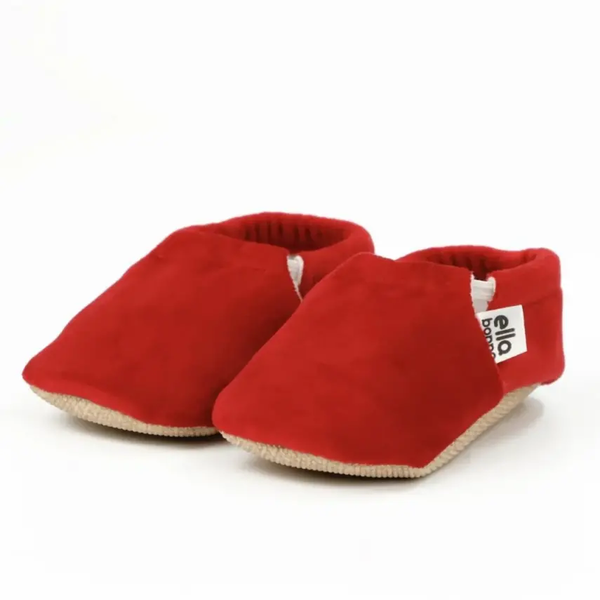 Ella Bonna Unisex Patik Kadife Kaydırmaz Taban Kırmızı - 1