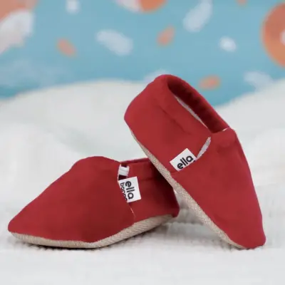 Ella Bonna Unisex Patik Kadife Kaydırmaz Taban Kırmızı - 6
