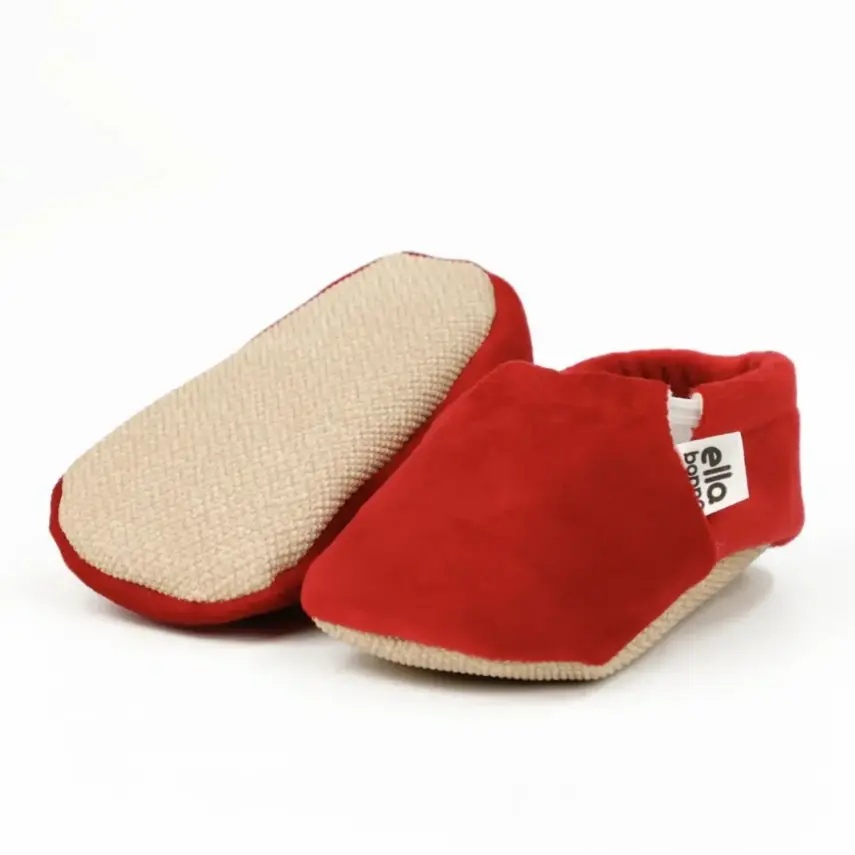 Ella Bonna Unisex Patik Kadife Kaydırmaz Taban Kırmızı - 2