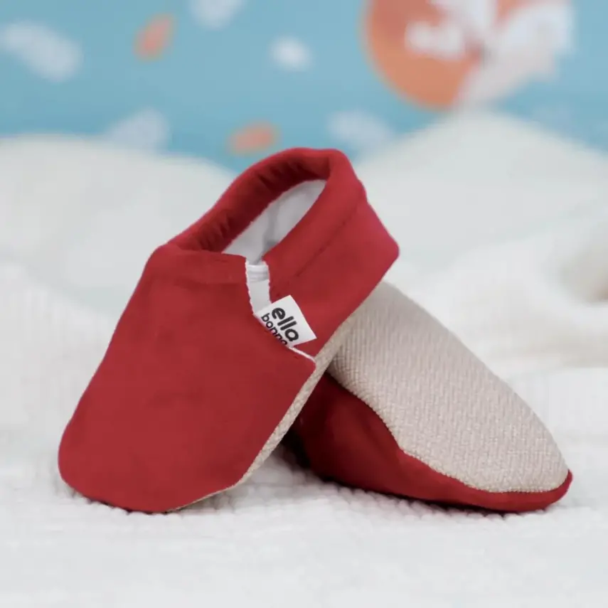 Ella Bonna Unisex Patik Kadife Kaydırmaz Taban Kırmızı - 7