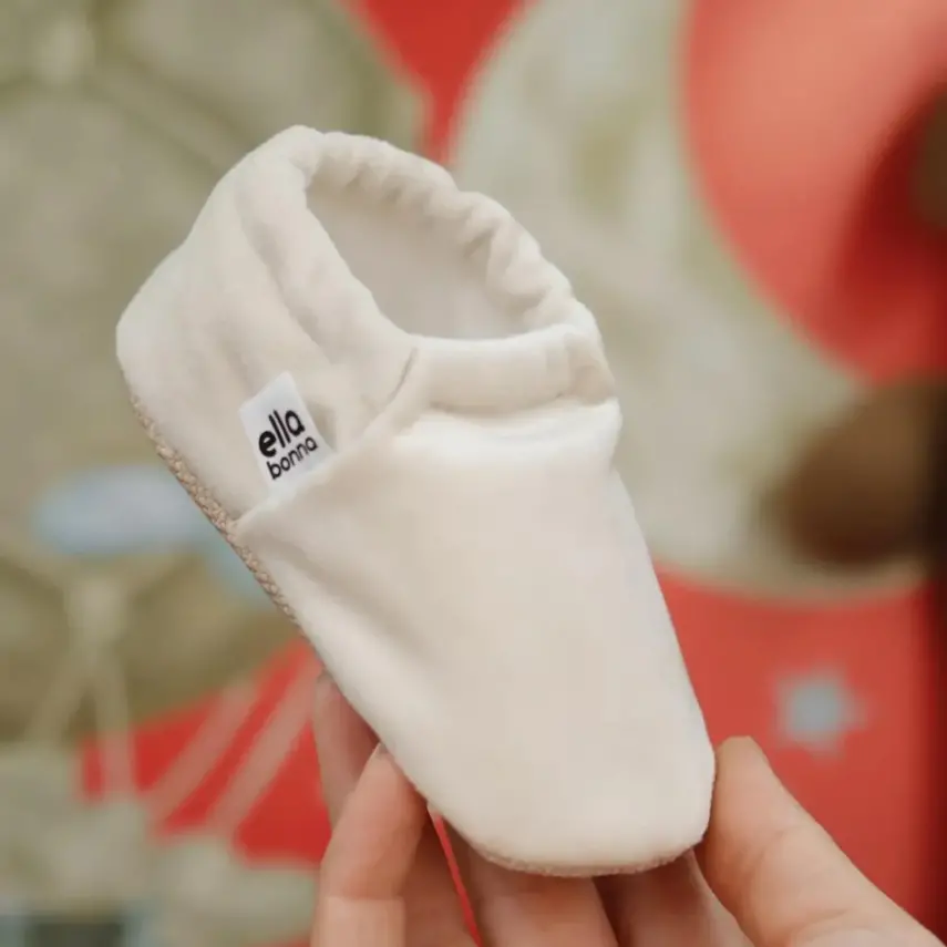Ella Bonna Unisex Patik Kadife Kaydırmaz Taban Krem - 6