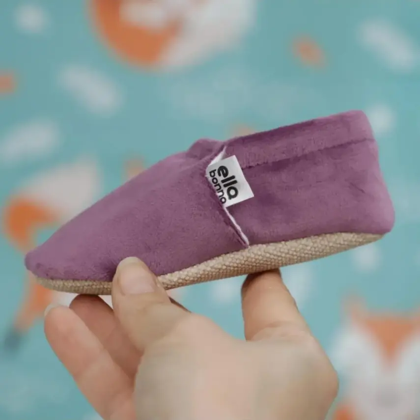 Ella Bonna Unisex Patik Kadife Kaydırmaz Taban Mor - 3