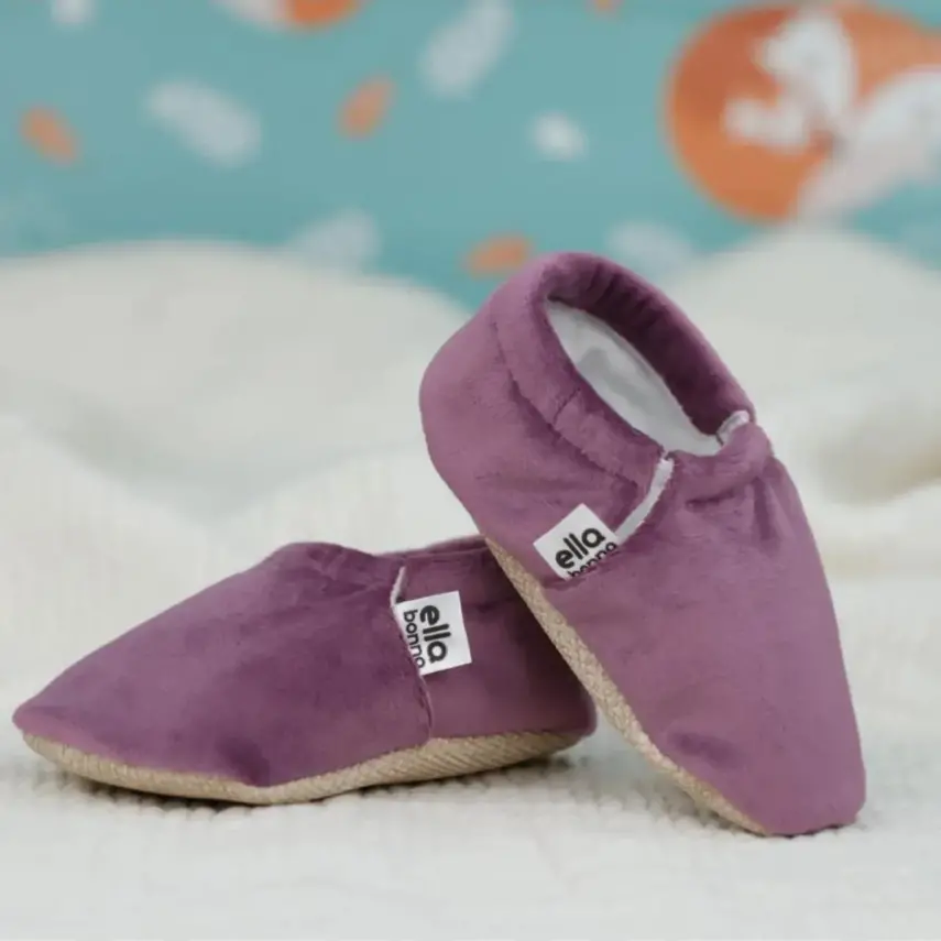 Ella Bonna Unisex Patik Kadife Kaydırmaz Taban Mor - 6