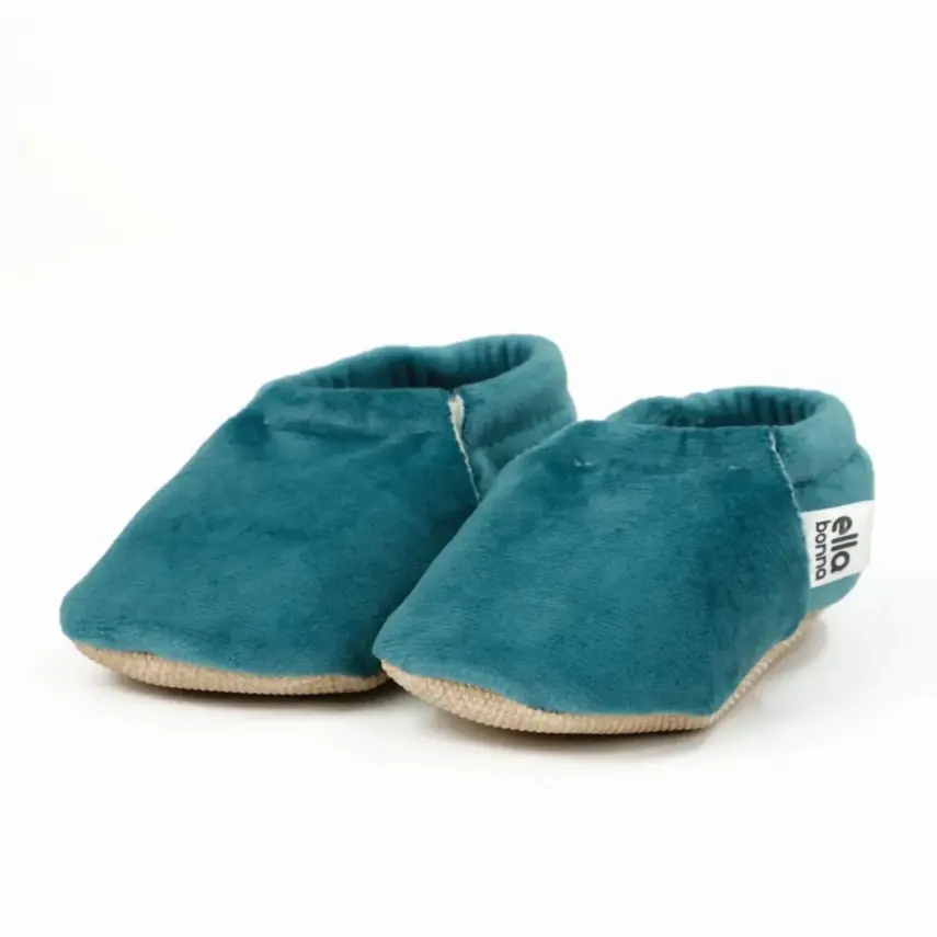Ella Bonna Unisex Patik Kadife Kaydırmaz Taban Petrol - 1