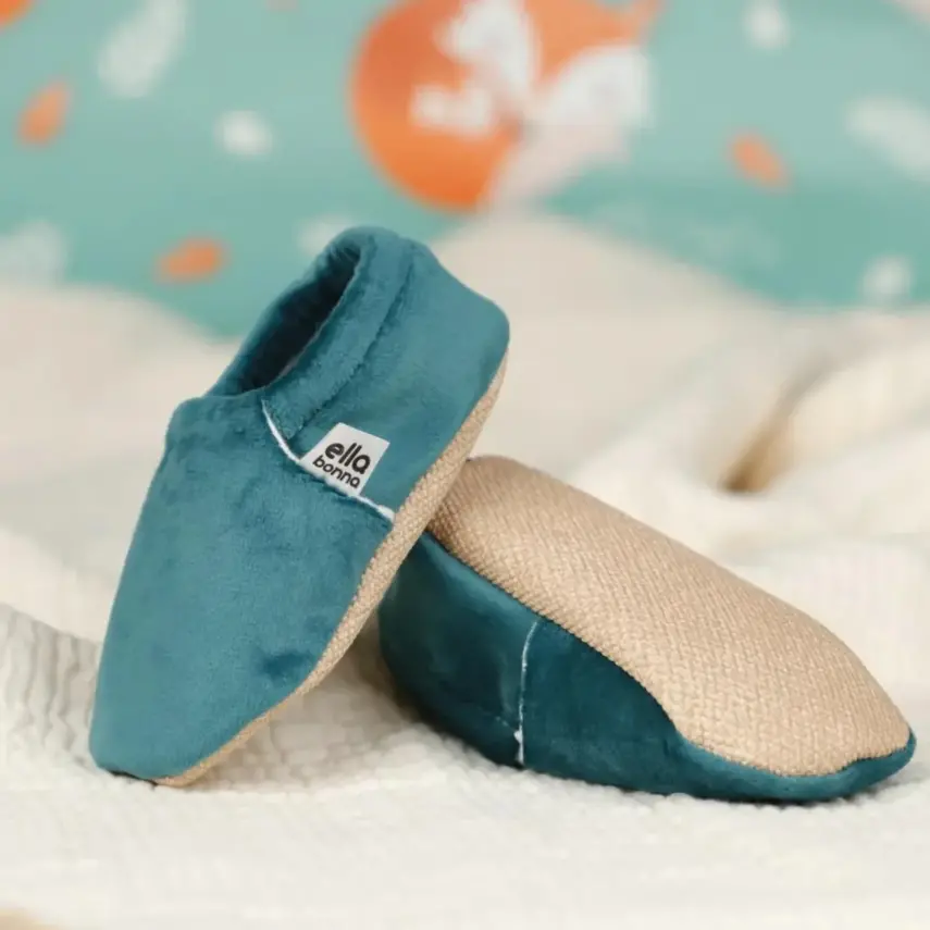 Ella Bonna Unisex Patik Kadife Kaydırmaz Taban Petrol - 4