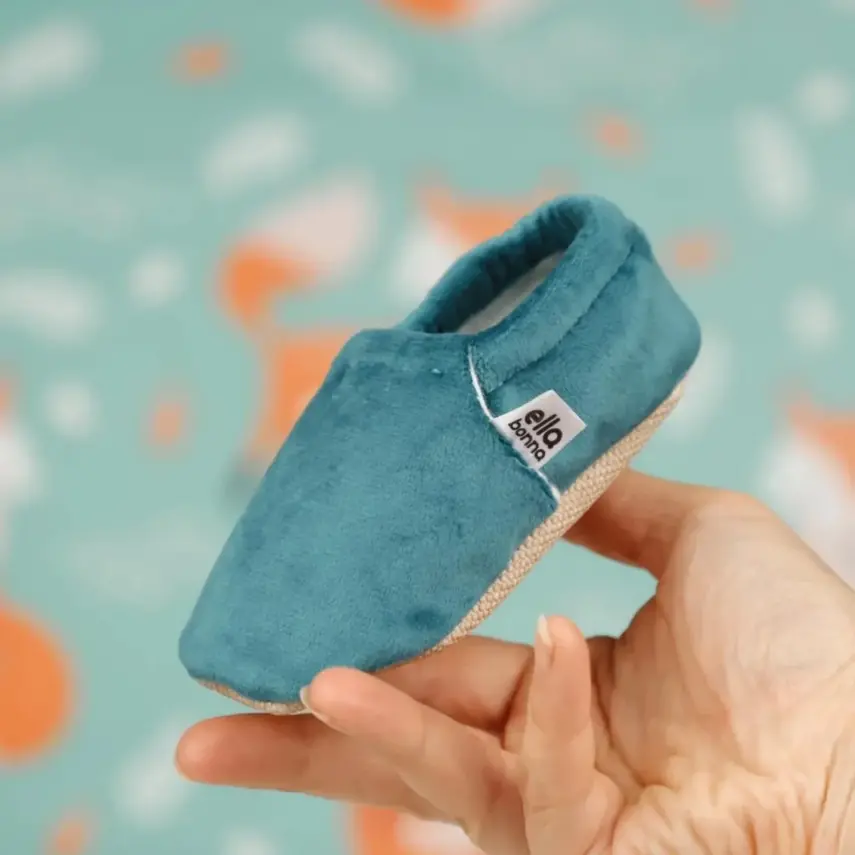 Ella Bonna Unisex Patik Kadife Kaydırmaz Taban Petrol - 6