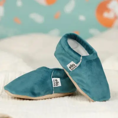 Ella Bonna Unisex Patik Kadife Kaydırmaz Taban Petrol - 5