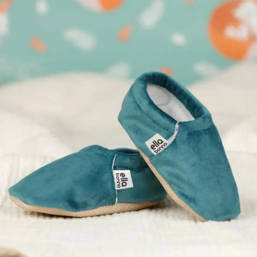 Ella Bonna Unisex Patik Kadife Kaydırmaz Taban Petrol - 5