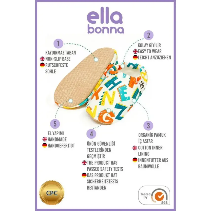 Ella Bonna Unisex Patik Kaydırmaz Taban Alfabe - 16