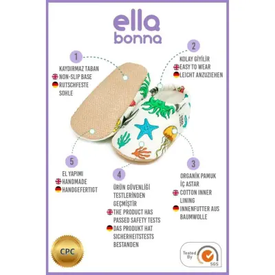 Ella Bonna Unisex Patik Kaydırmaz Taban Deniz Hayvanları - 5