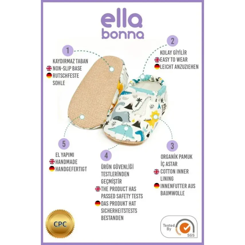 Ella Bonna Unisex Patik Kaydırmaz Taban Dino - 22