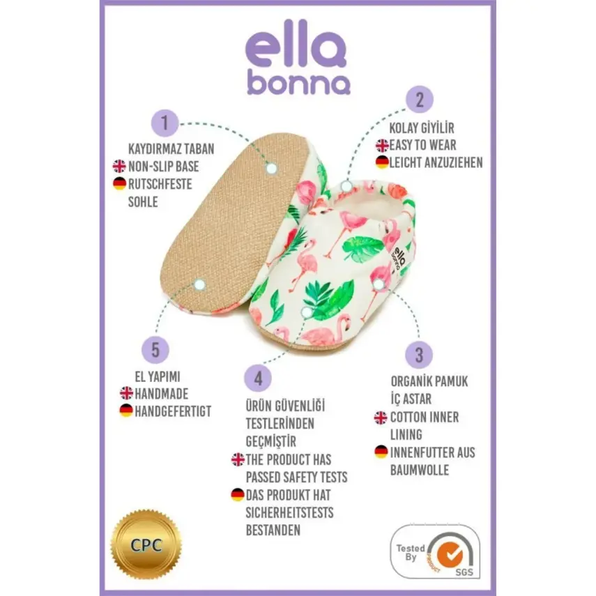 Ella Bonna Unisex Patik Kaydırmaz Taban Flamingo - 3