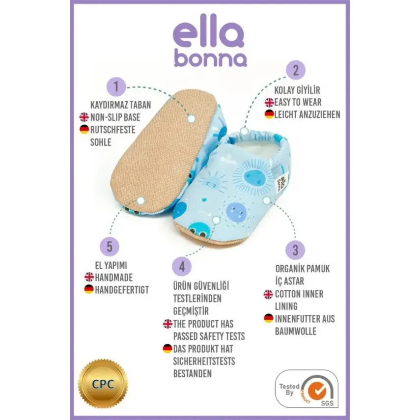 Ella Bonna Unisex Patik Kaydırmaz Taban Gökyüzü - 4