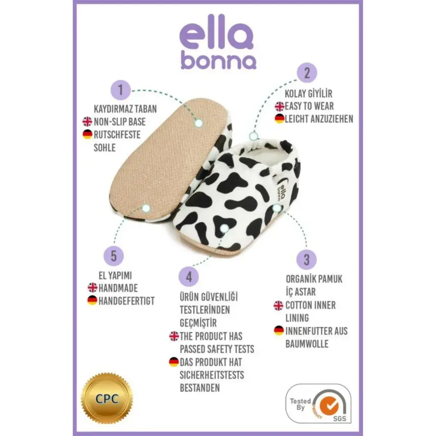 Ella Bonna Unisex Patik Kaydırmaz Taban İnek - 20