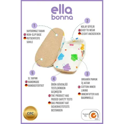 Ella Bonna Unisex Patik Kaydırmaz Taban Kalp Kek - 3