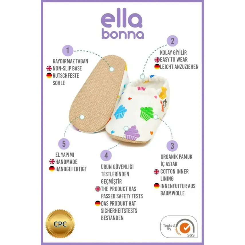 Ella Bonna Unisex Patik Kaydırmaz Taban Kalp Kek - 3
