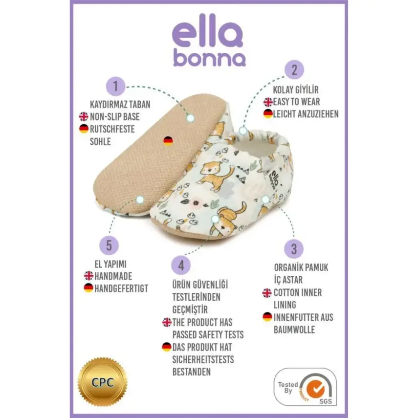 Ella Bonna Unisex Patik Kaydırmaz Taban Kedi - 5