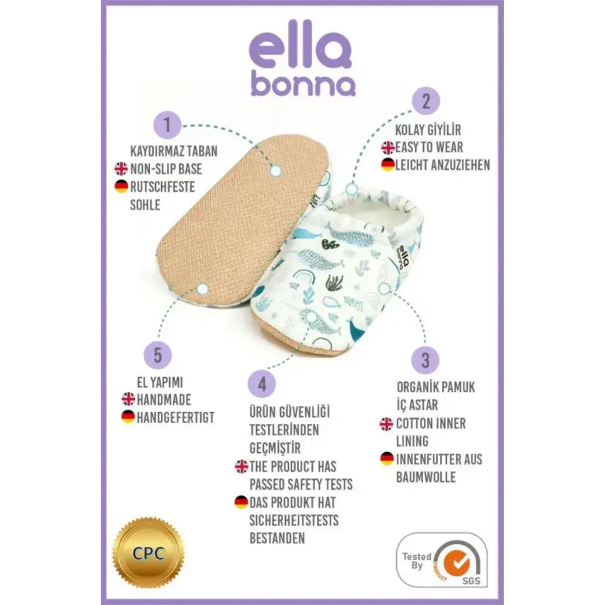 Ella Bonna Unisex Patik Kaydırmaz Taban Kılıç Balığı - 5