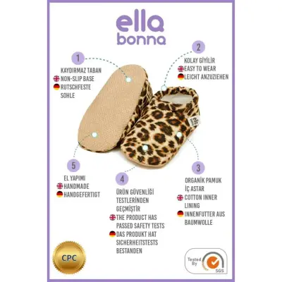Ella Bonna Unisex Patik Kaydırmaz Taban Leopar - 5