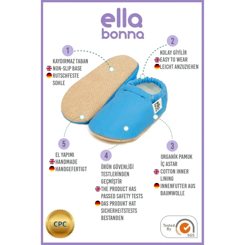 Ella Bonna Unisex Patik Kaydırmaz Taban Mavi - 3