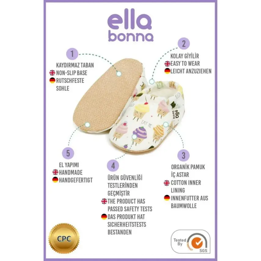 Ella Bonna Unisex Patik Kaydırmaz Taban Minik Kek - 4