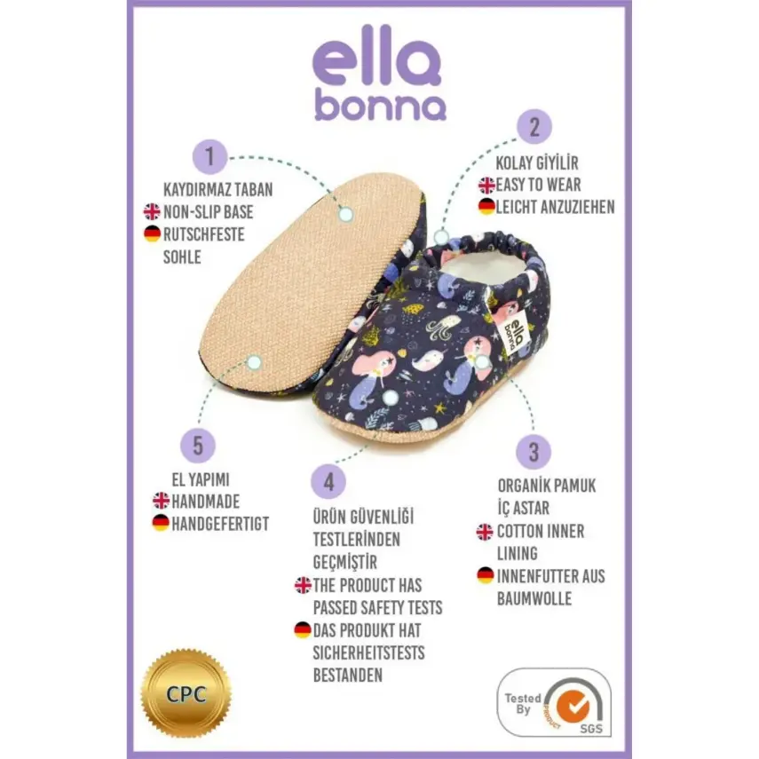 Ella Bonna Unisex Patik Kaydırmaz Taban Okyanus - 17